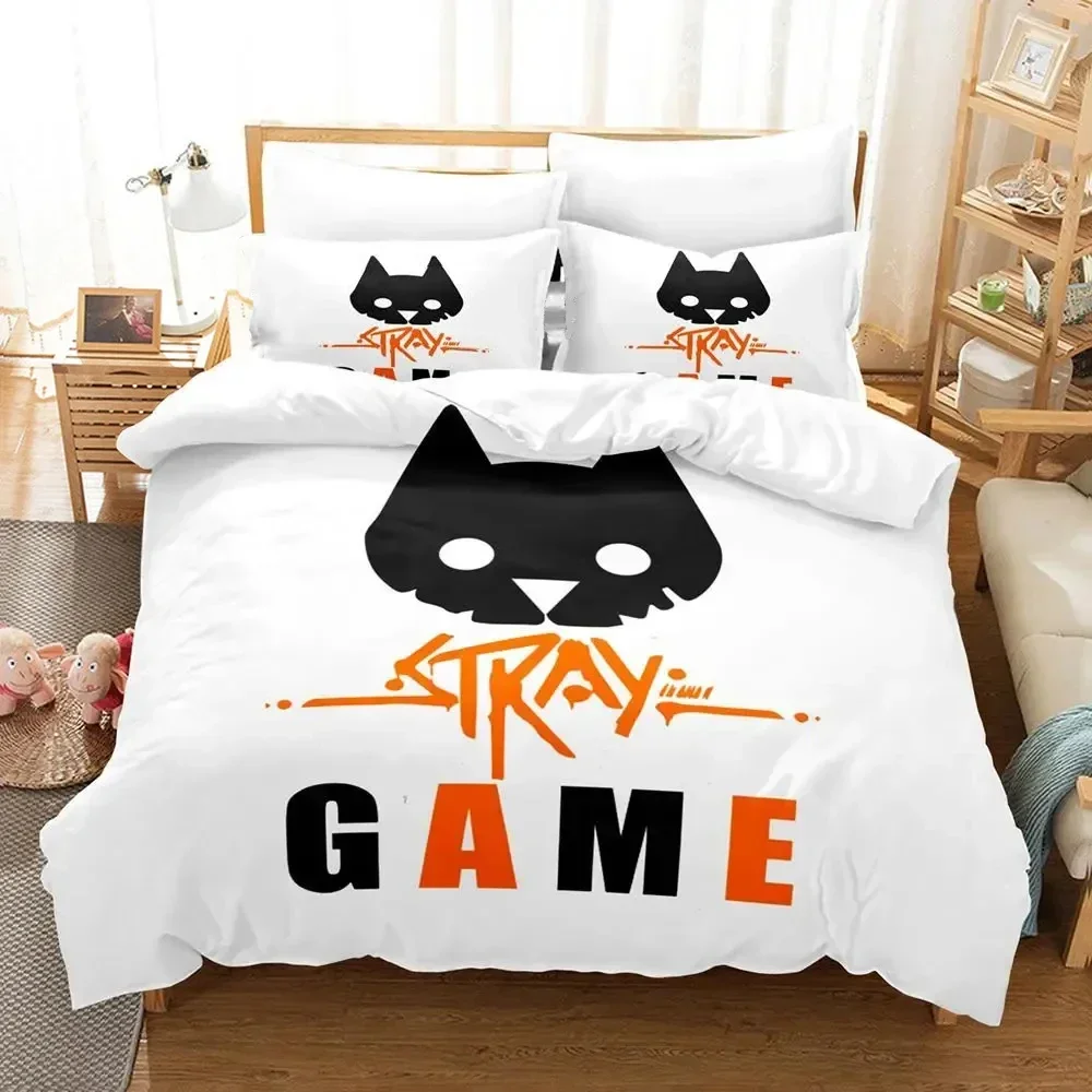 3D Print Game Stray Cats Bedding Set Duvet Cover Bed Set Quilt Cover Pillowcase Comforter King Queen Size Boys Adult Bedding Set