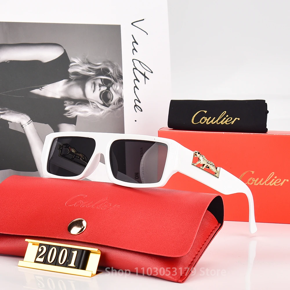 نظارات شمسية مستطيلية من جلد النمر للرجال والنساء...