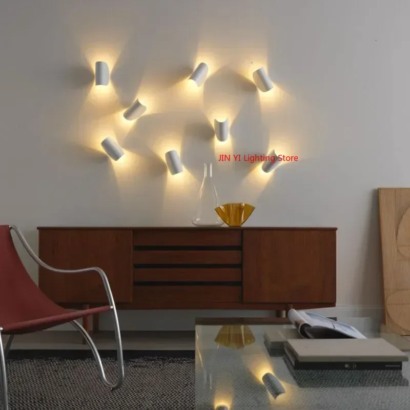 Italy Wall Lamp Stairs Bedroom Living Room Bed Side Color Creative Can Be Rotated Art Decor Rotating LED Light Eye Protection