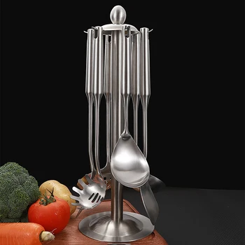 304 Stainless Steel 7Pcs Cooking Cookware Kitchenware Set 304 Spatula Spoon Colander Frying Powder Rake Cookware Cooking Tools