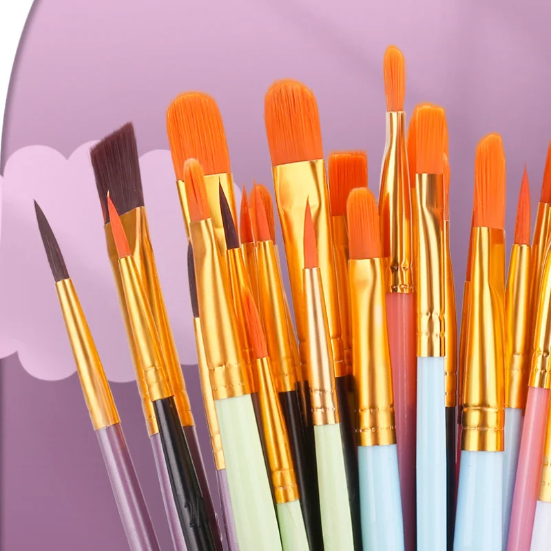 Professional Paint Brush Set - 10 Synthetic Nylon Brushes for Acrylic, Oil and Watercolor Painting 2