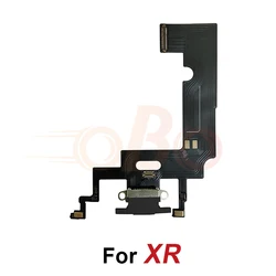 Universal Charging Port Flex Cable with Microphone - Black/White/Gold USB Charger Dock Connector Replacement Part (XR - Black)