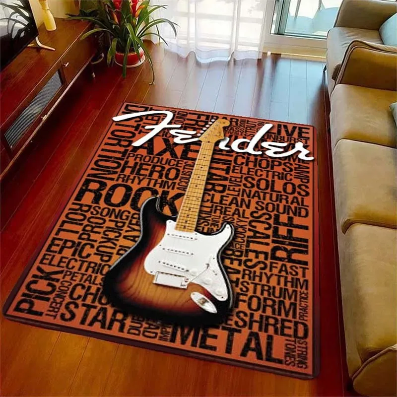 

Guitar Classic Music Instruments Bass Area Rugs for Living Room Bedroom Decoration Rug Children Play Room Mats Anti-slip Carpets