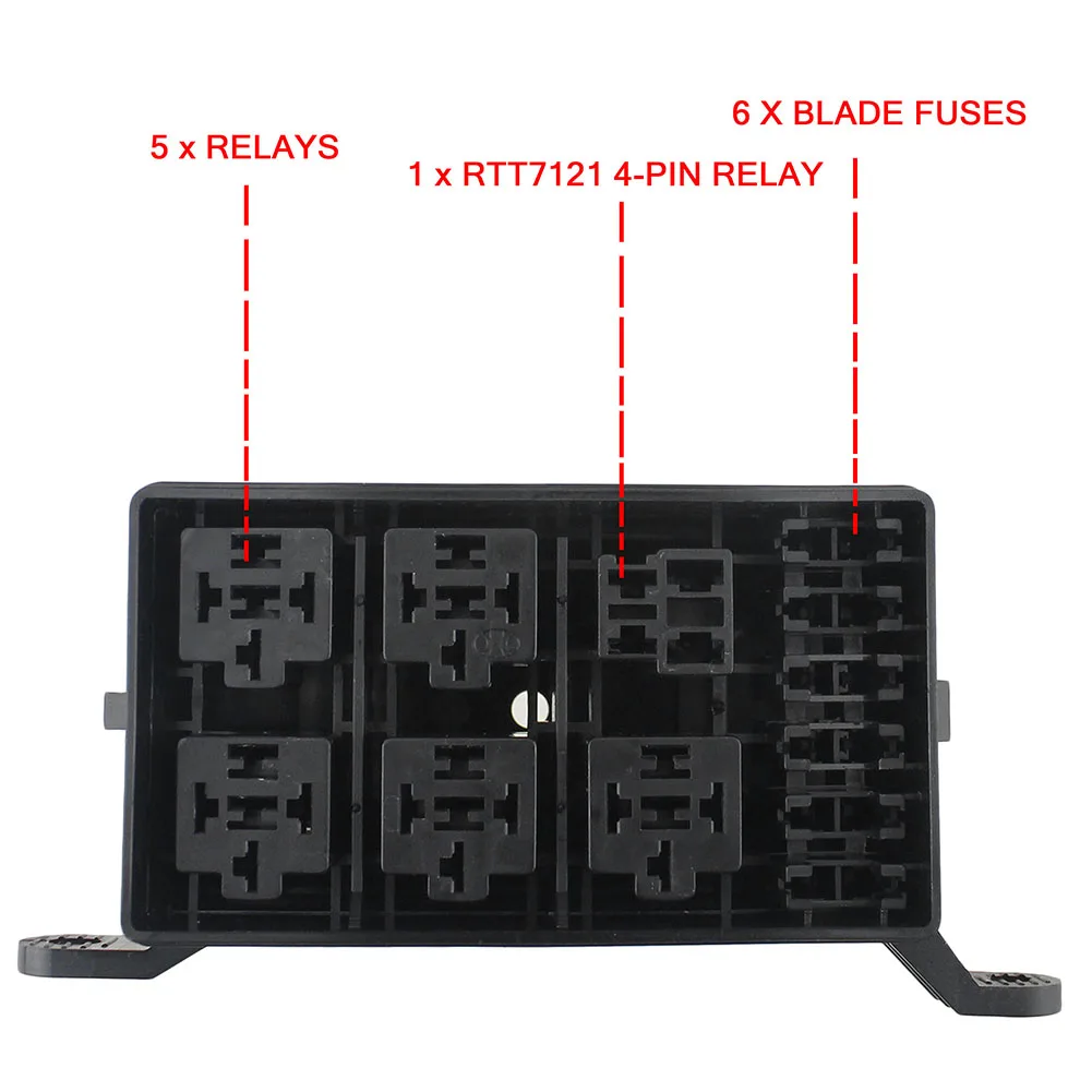 6-Way Relay 6-Slot Blade Fuse Holder Box Universal 6-way Fuse 6-relay Holder Box Block Plastic for Car Automotive Marine