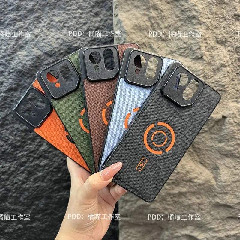 Magnetic Matte Vegan Leather Shockproof Phone Case with Silicone Bumper