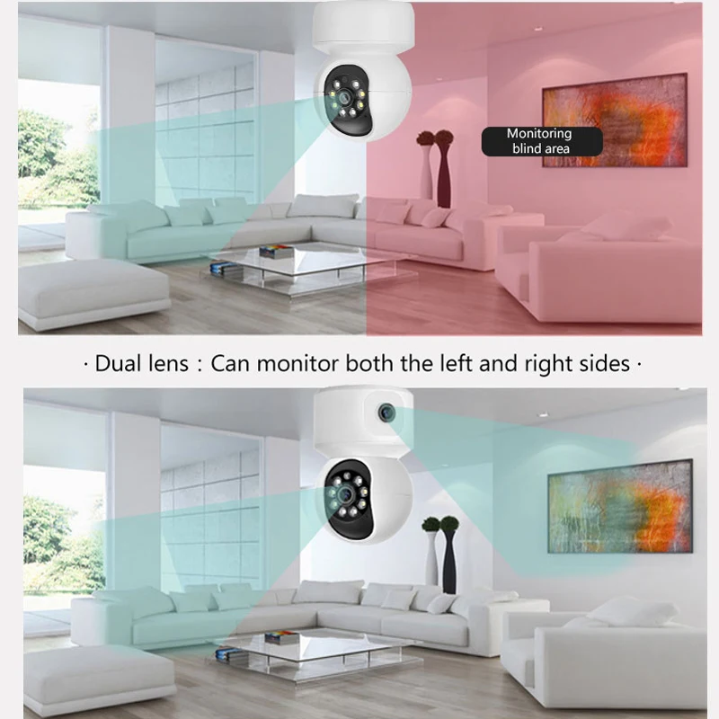 JIENUO Double Lens PTZ Wifi Camera IP Auto Track Security Full Color Dual Screen Infrared Nightvision HD Wireless Home Cam ICSee 5