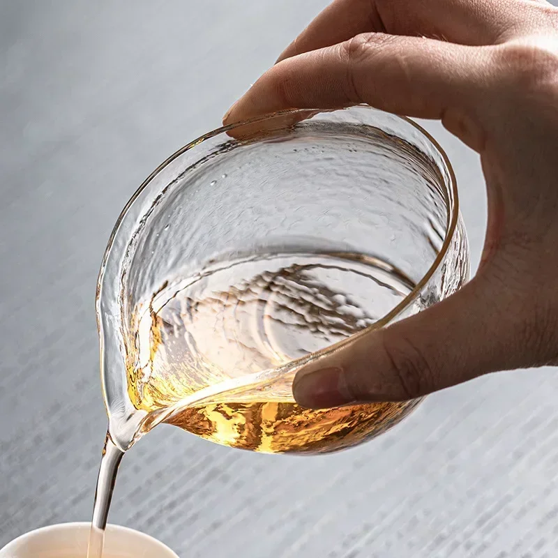Moon Glass Transparent Tea Dispenser Hammer Pattern Tea Sea Single Chahai Glass Chinese Utensils