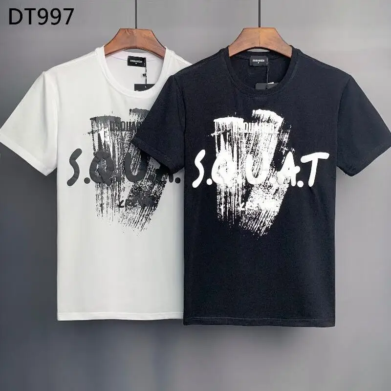 2022 Dsquared2 хлопковая рубашка с круглым вырезом и коротким рукавом повседневная
