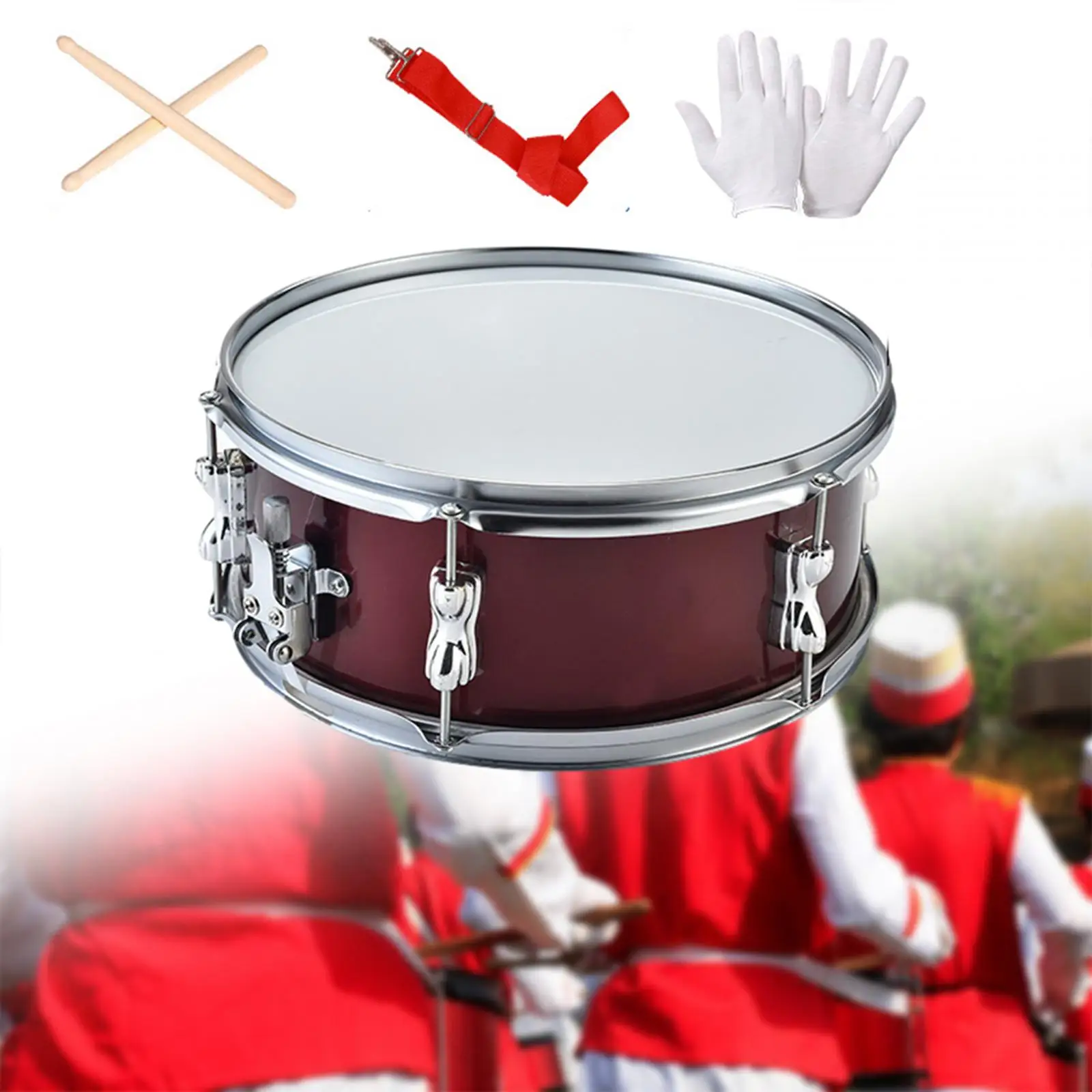 13 Inches Snare Drum for Beginners Double Tone Percussion Instrument with Carry Bag & Drumsticks Professional Practice Drum Set