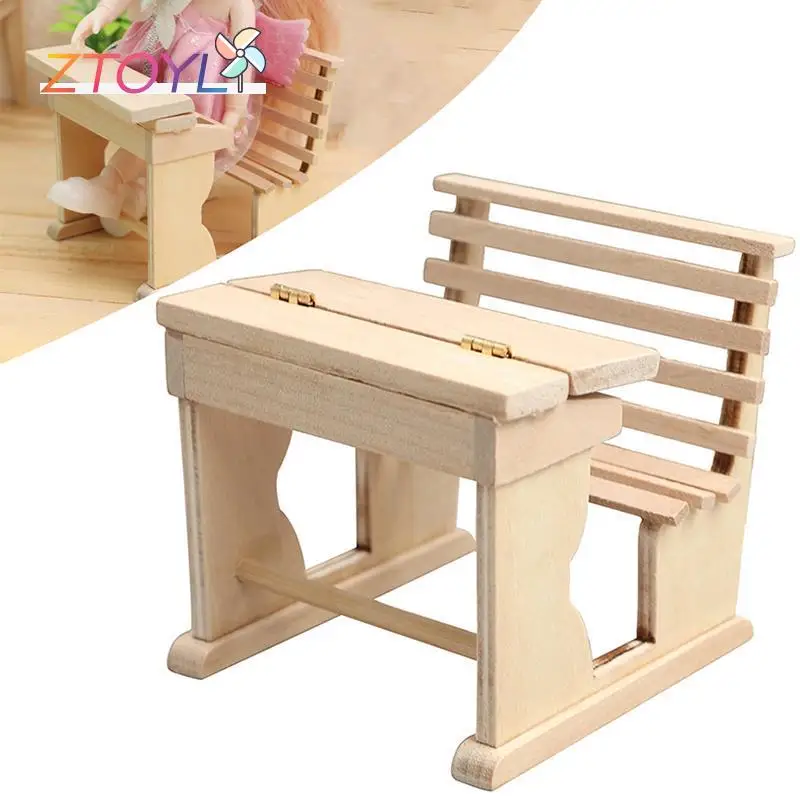WOONEKY Miniatura De Mobiliario Escolar Para Casa De Muñecas | Set Con 2 Pupitres, 2 Sillas Y 2 Mochilas | Decoración Realista Para Aula