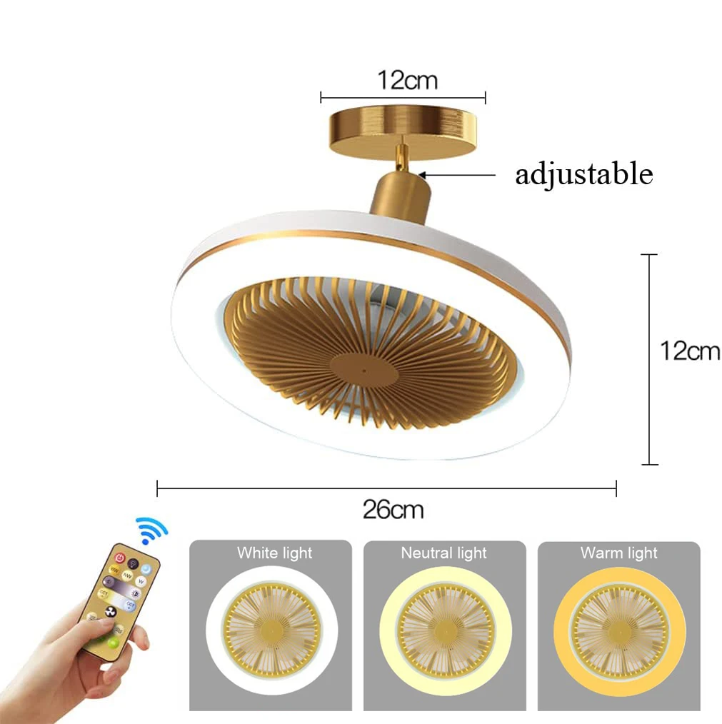 

E27 Ceiling Fan Bulb With Led Light And 3 Colors Remote Control Chandelier Ceiling Wall Fan Lamp Adjustable For Room Home Decor
