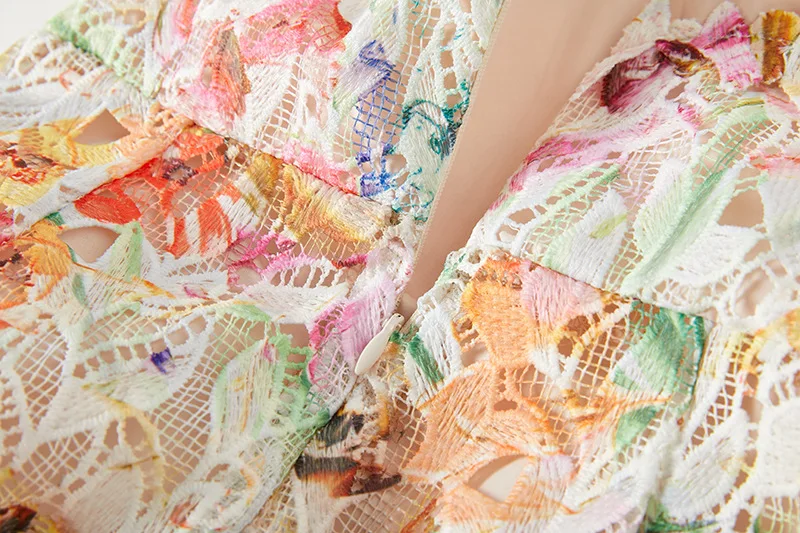 Elegant Long Dress Hotsweet Print Slash Collar 3D Flower Hollowed Out Fashion Camisole Dresses Women 2025 Spring Summer 959