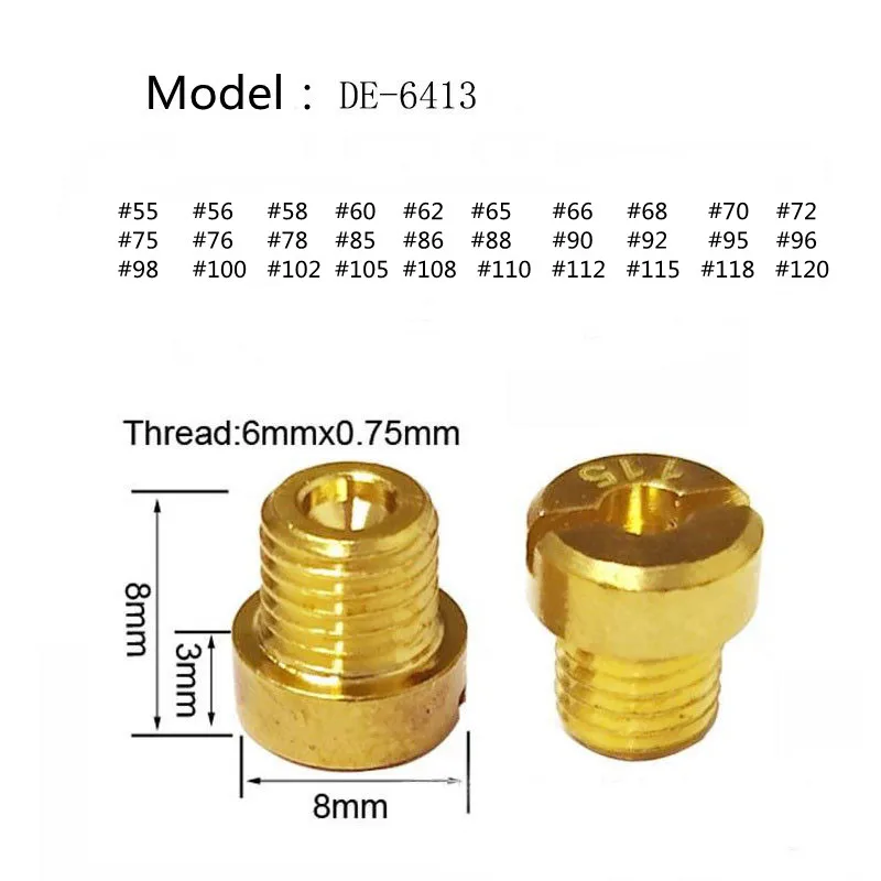 Main Jets 55-120# Injector Nozzle (10pcs) For Phbh Phbl Dellorto Frd Phf Vhb Vhsh M6 Carburetor, Thread 6mm Motorcycle, Carburador