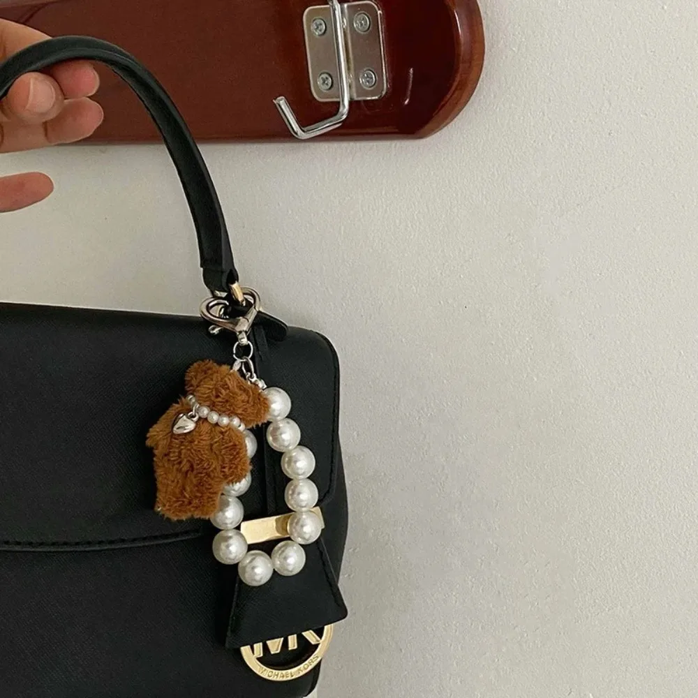 Imitation Pearl Teddy Bear Mobile Phone Chain Gift Hanging Ornament Doll Pendant Handbag Pendant Doll Bag Charms Pendant