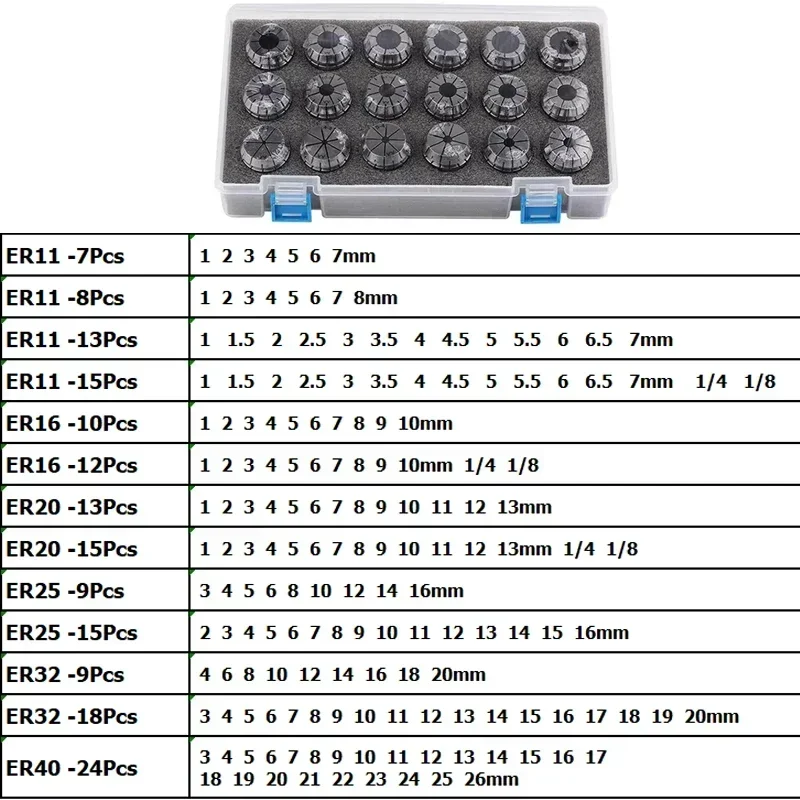 DEDK ER Collet Set ER11-ER40 High Precision 0.008mm AA Clamping ER Spring Collect Chuck ER25 Collect Chuck spring collet tool holder collet chuck spring collet chuck collet clamping tool