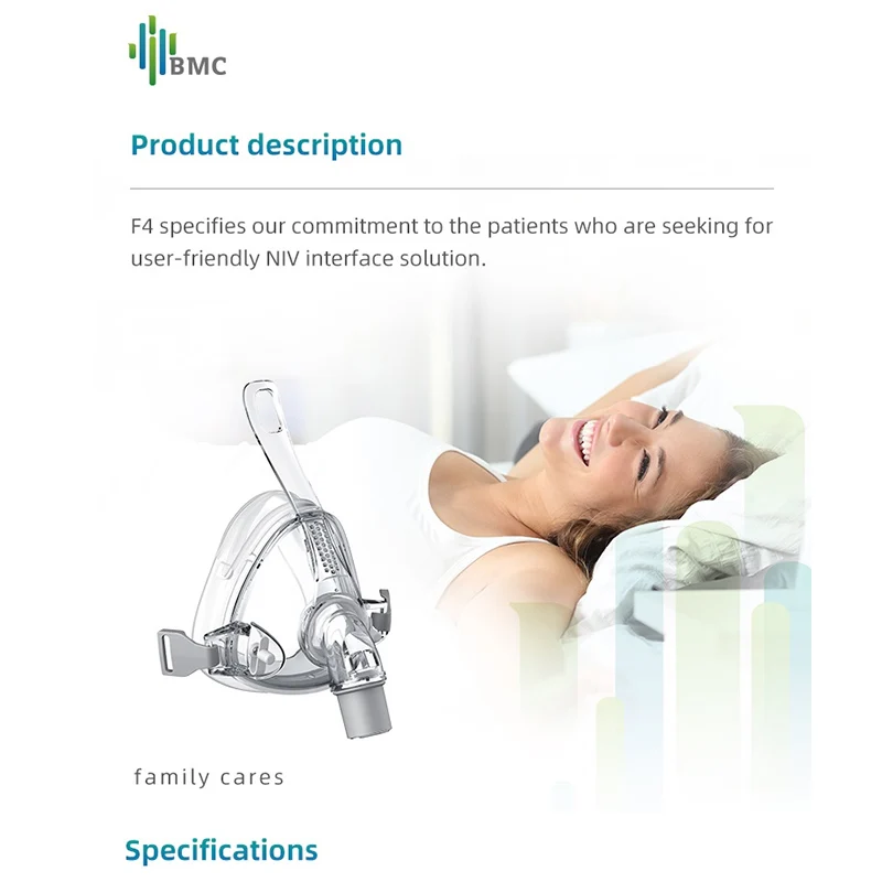 BMC F4 CPAP Full Face Mask For Apnea Snoring Treat Anti snoring Sleep Aid With Headgear Suitable 22m Tube cpap full face mask