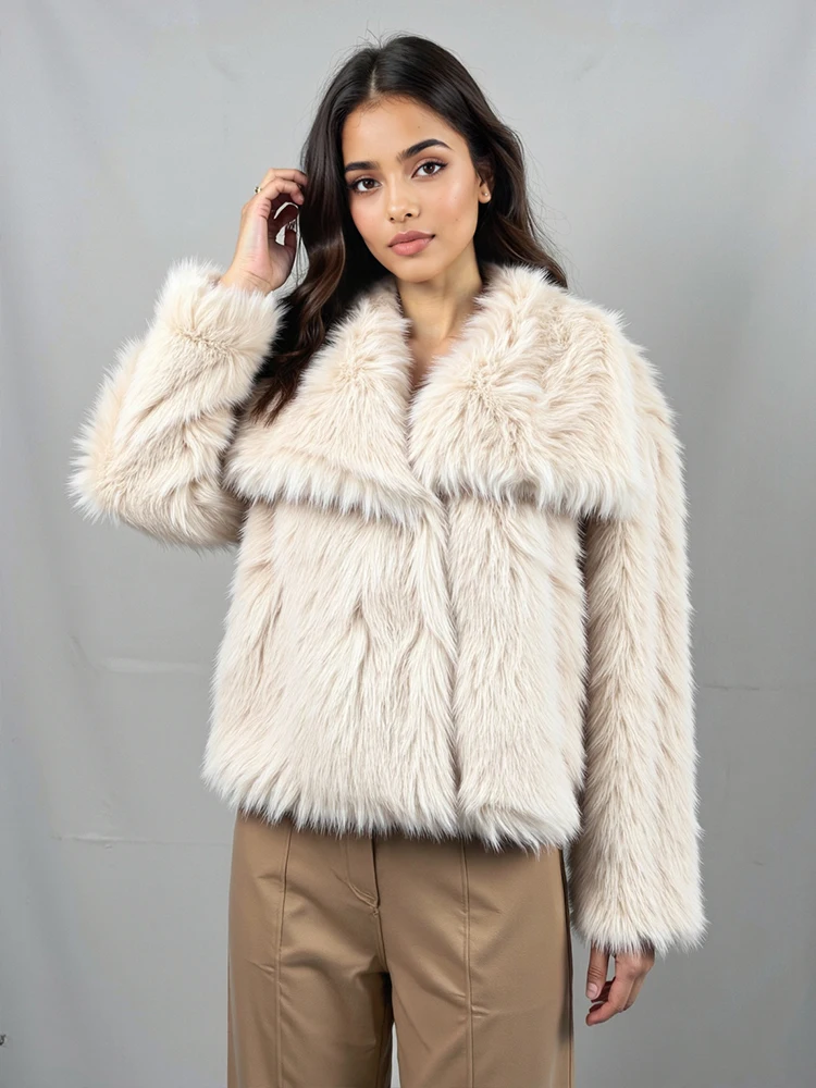 2025 Winter Jackets For Women Faux Fur Warm Woman Jacket Coat Long Sleeve Lapel Loose Plush Fluffy Thick New In Outerwears