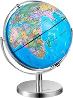 Illuminated World Globe with Stand, 13 in/330.2 mm, Educational Earth Globe with Stable Heavy Metal Base HD Printed Map 1