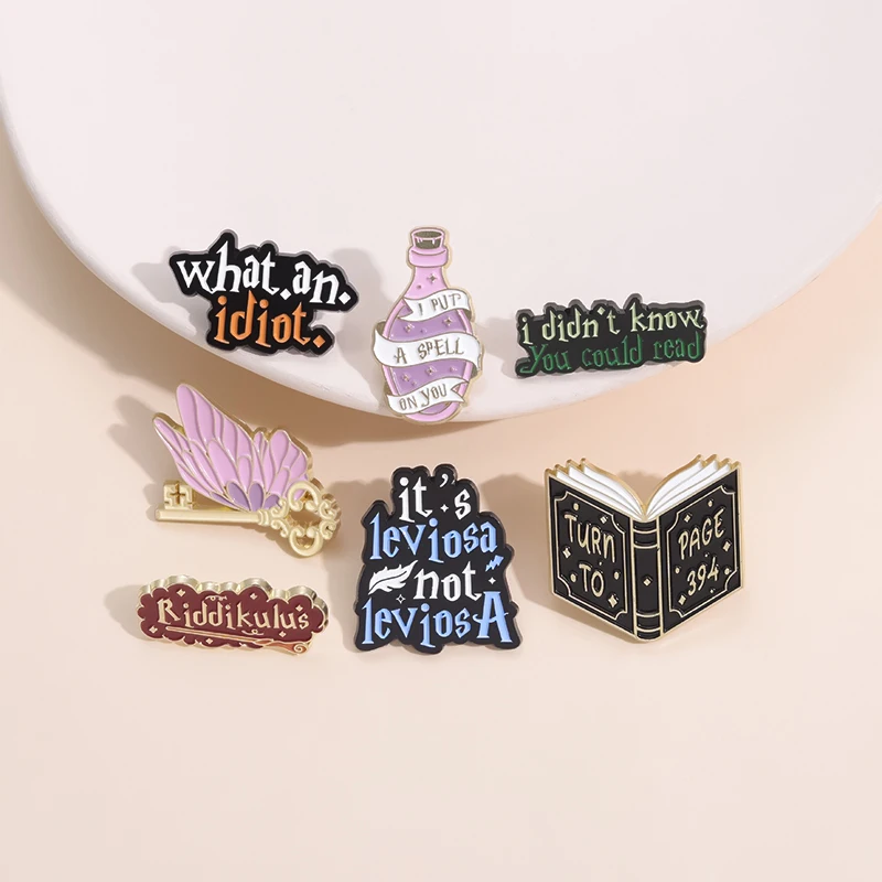 Enamel Pins Magic Fantasy Movies Enamel Pins Magic Book Spell Butterfly Key Film Inspiration Brooches Lapel Badge Jewelry Gifts for Friends