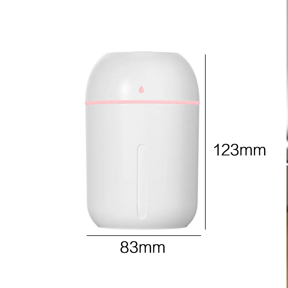 330ml USB 미니 휴대용 쿨 미스트 가습기 (차량, 침실, 사무실, 여행용, 건조한 공기 방지, 개인용)