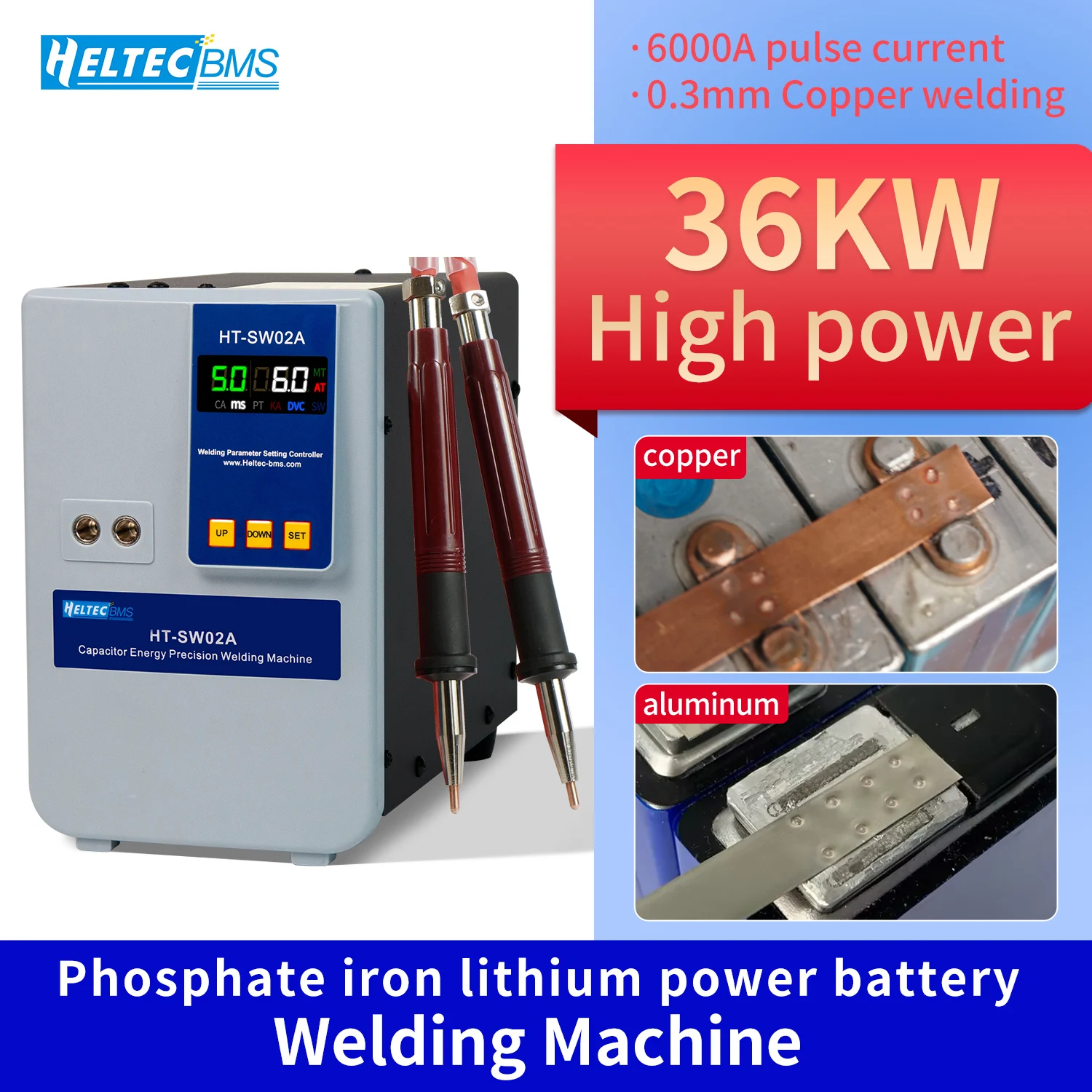 36KW 6000A Lithium Battery High Power Pulse Handheld Spot Welder Spot Welding Machine Large Single Battery Aluminum to Nickel