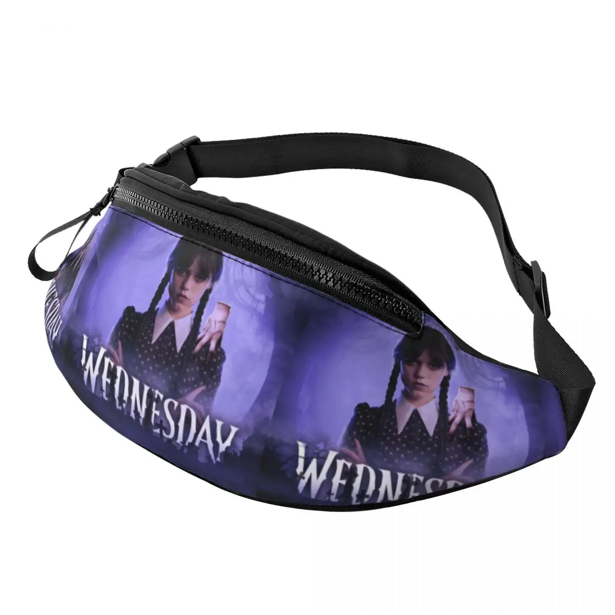 

Wednesday Addams Fanny Pack Men Women Custom Tv Show Crossbody Waist Bag for Running Phone Money Pouch