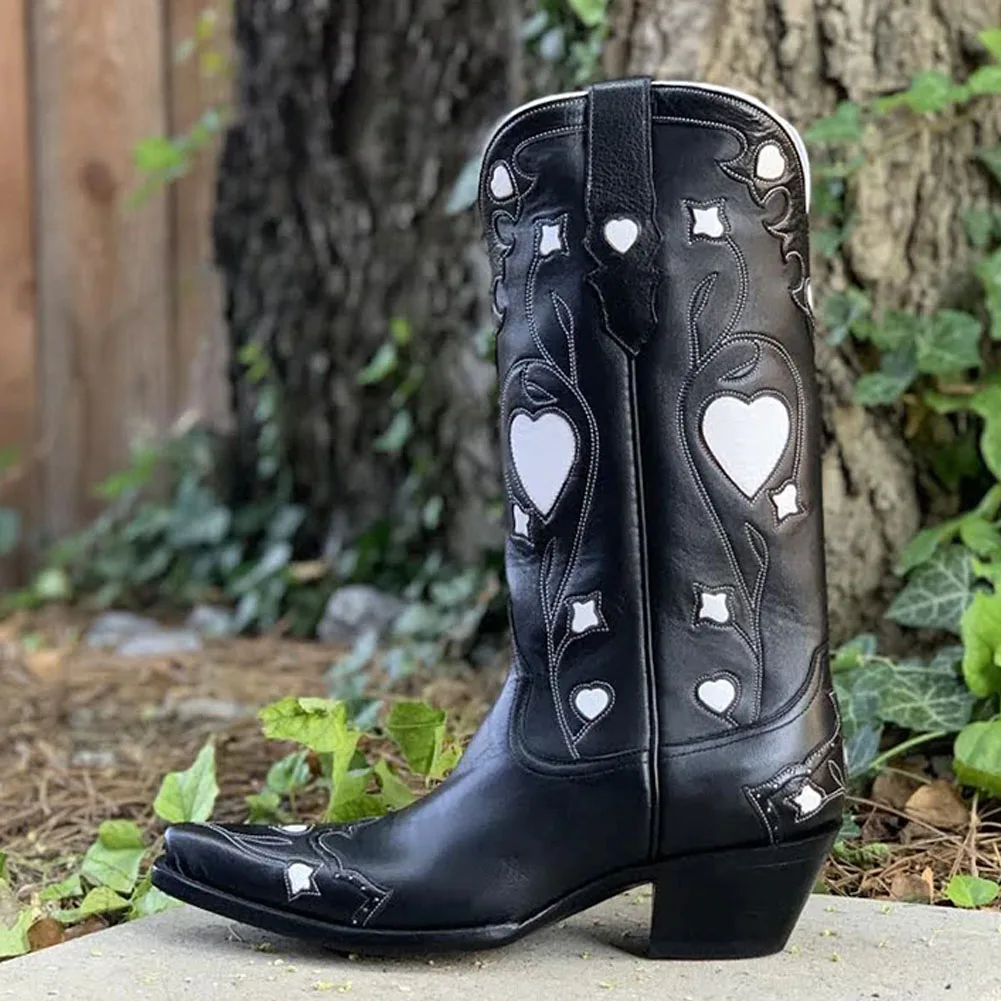 andmary Heart point 短 western boots 38