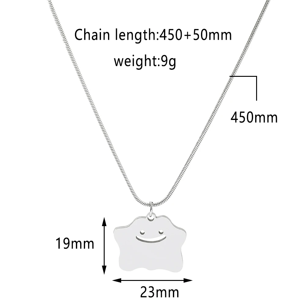 Kawaii Silver Colour Ditto Pendant Necklace Cartoon Anime