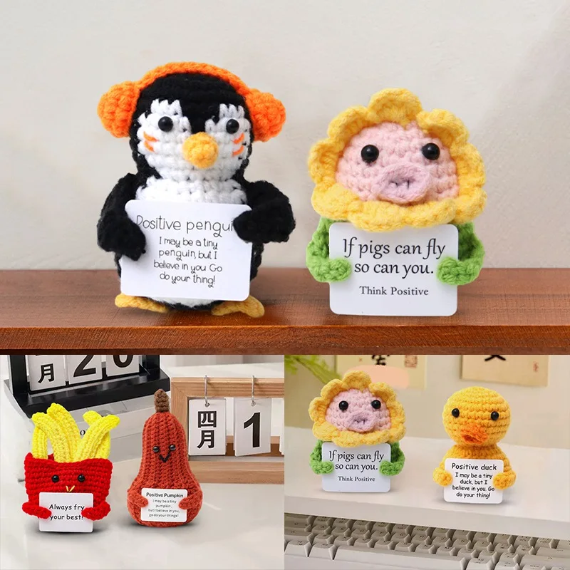 Crochet Animal Mini Pocket Hug Plush knitted doll ornament crafts miniature ornament plush toy miniature figurines
