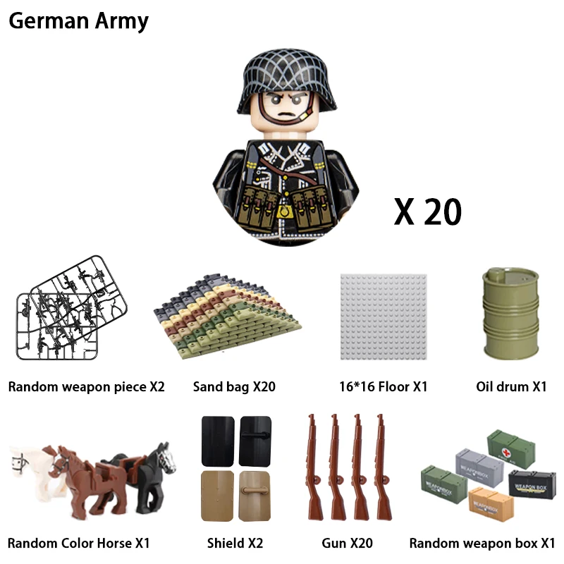 Military building blocks 24pcs/batch WW2 Character Army Soldier Kids Holiday Gift Toys
