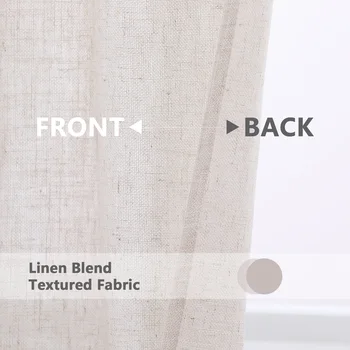 2 pcs Natural Linen Blend Textured Semi-Sheer Grommet Window Curtain Panels for Living Room Bedroom Curtains, 37 x 63 Inch 6