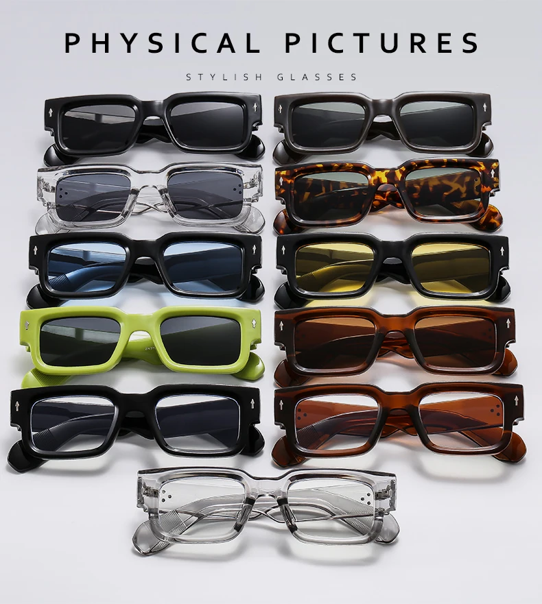 Schutzbrille Y2K Mode Kleine Quadratische Sonnenbrille Frauen Niet Design Sonnenbrille Männer Shades Bunte Rahmen Shades UV400 – Detail 3