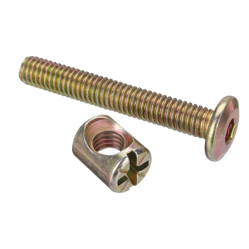 

100Pcs M6 Hex Socket Head Cap Zinc Plated Flat Head Furniture Screws Bolts Barrel Nuts Connector Fastener Fixing Screws