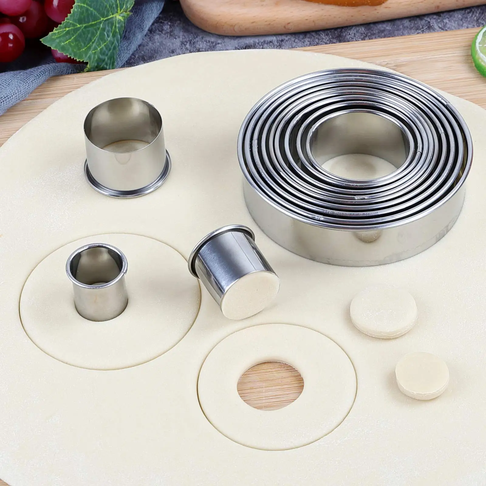 Cookie Cutter Cookie Mould Baking Mold 11/12pcs Round Stainless Steel Set Suitable For Cakes Mousse Donuts Fondant Cookie Ring