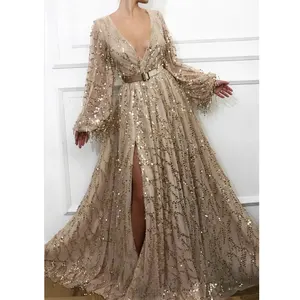 Image for Champagne Sexy Deep V-neck Evening Dresses Women S 