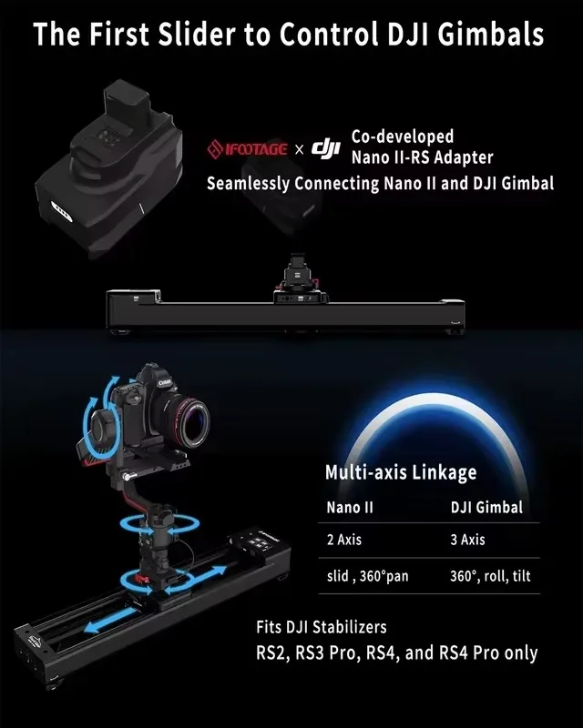 IFOOTAGE Shark Slider Nano II 460 660 Motorized Camera Aluminum Alloy Dolly Long Version Track Video Stabilizer Rail Panorama