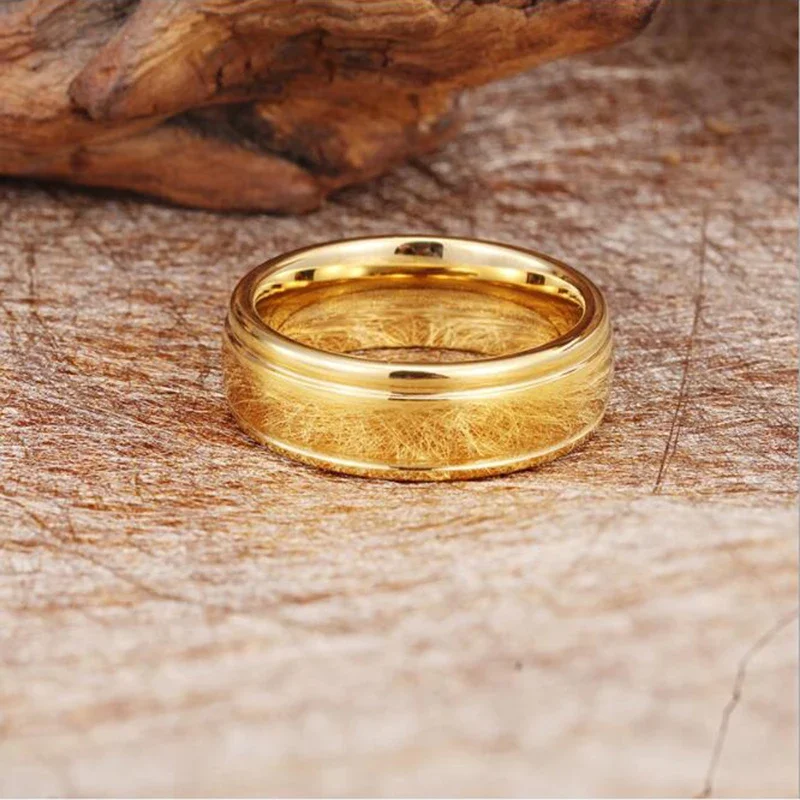 Somen 7mm Gold Color Men Tungsten Carbide Ring Fashion Classic Style Anti-Scratch For Wedding Bands Party Rings Jewelry anillos