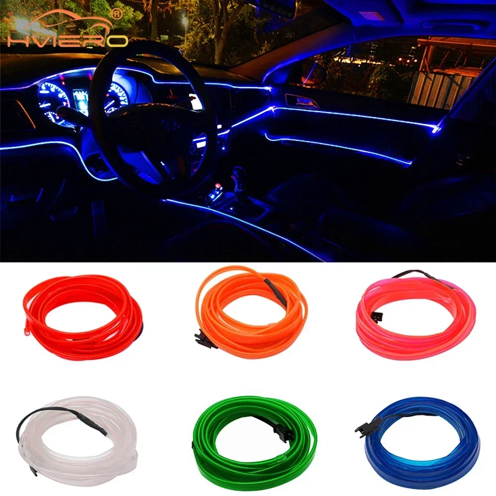 1X 5M USB Lamp Universal Car Interior Lighting LED Strip Decoration Wire Rope Tube Line Flexible Neon Lights Bar Multiple Colors