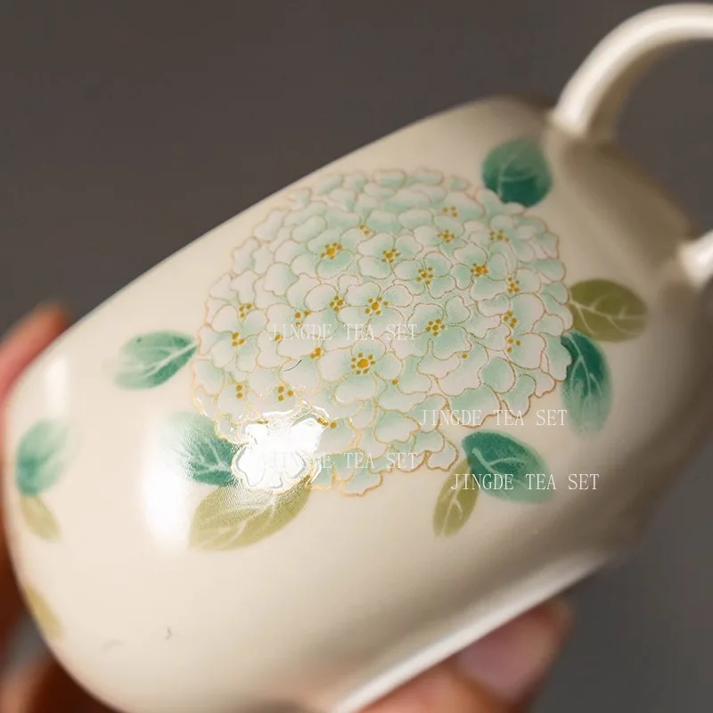 Hydrangea Travel Teaset Outdoor Portable Tea Cup Ceramic Underglaze Color Car Tea Brewing Set Tea Ceremony Accessories