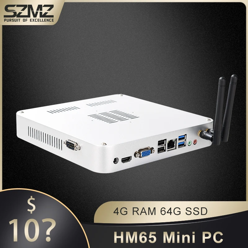 SZMZ безвентиляторный мини-ПК Core i3 2310M Настольный ПК DDR3 4 ГБ ОЗУ 64 Гб SSD Поддержка