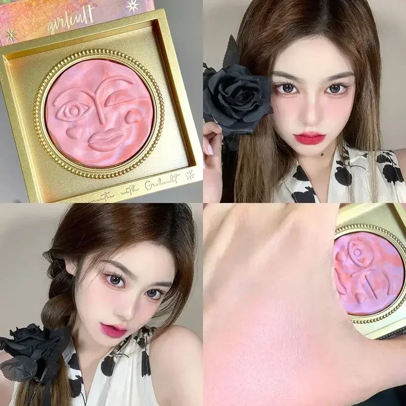 Girlcult Embossed Blush Palette Matte Contour and Highlighter Palette Student Cute Blush Makeup Women's Beauty Cosmetics