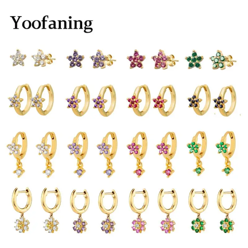 925 Sterling Silver Needle Classic Retro Plum Blossom Shaped Series Zircon Earrings Women Exquisite and Fashionable Accessories