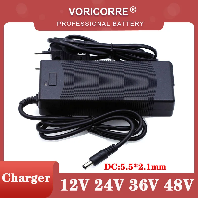 Battery Charger Adapter 12V 24V 36V 48V 3 Series 6 Series 7 10 13 String 18650 Lithium 12.6V 29.4V DC 5.5*2.1mm