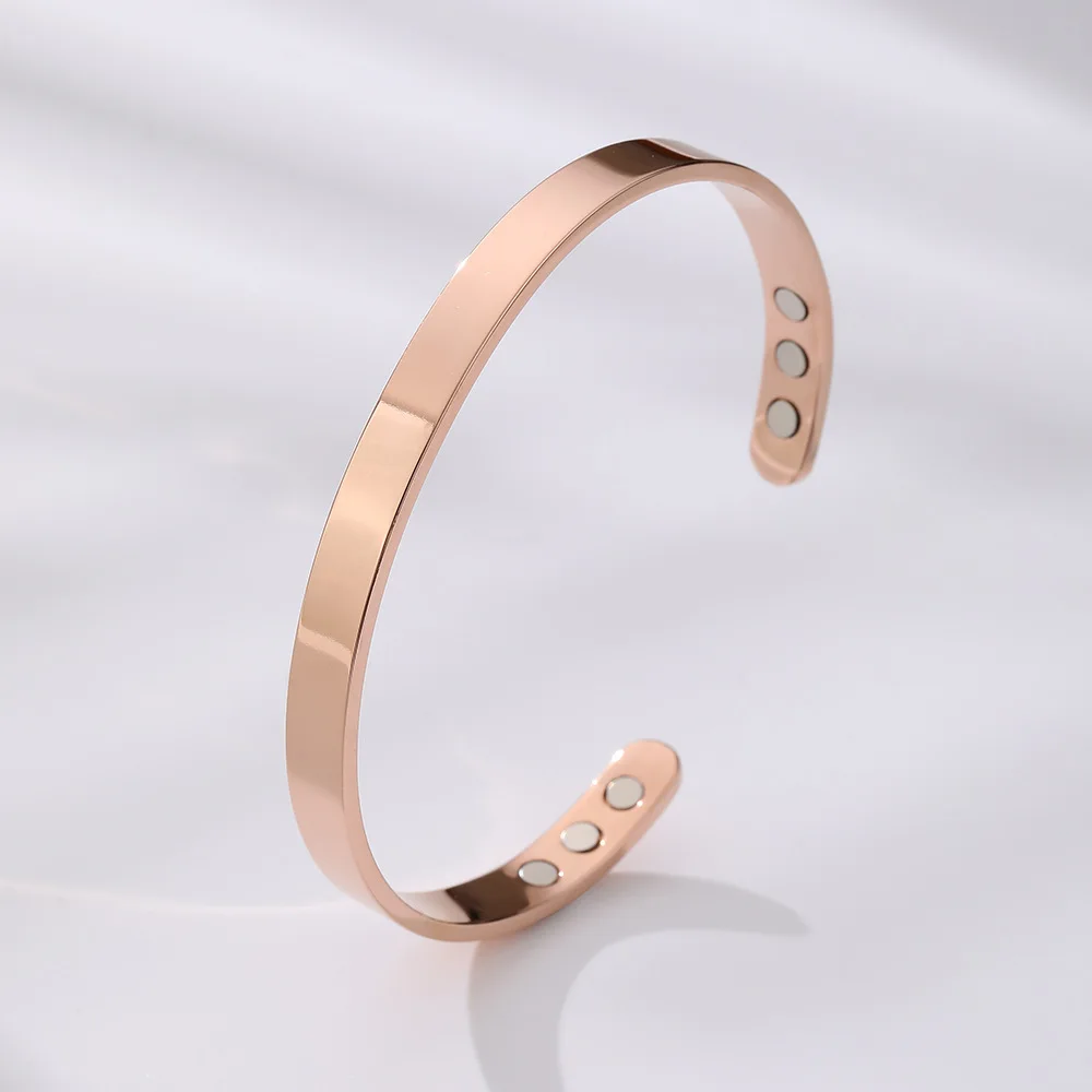 Elegant Titanium Steel & Copper Magnetic Bracelet – Adjustable Wellness Jewelry Gift