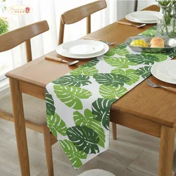 Proud Rose Banana Leaf Double Cotton Table Runner Green Plant Turtle Leaf Triangle Table Flag Hotel Bed Wedding Table