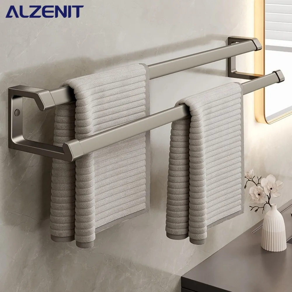 Gun Gray Space Aluminum Towel Rack Light Luxury Bathroom Accessories Towel Bar Hanging Bar Hanging Rack Bath