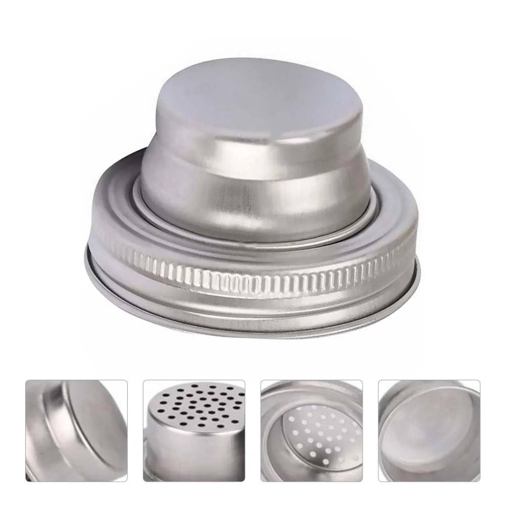 

Mason Jar Shaker Lid Stainless Steel Cocktail Shaker Caps Mason Jar Spices Lid Wide Mouth Sprouting Lids Screen Mesh Strainer