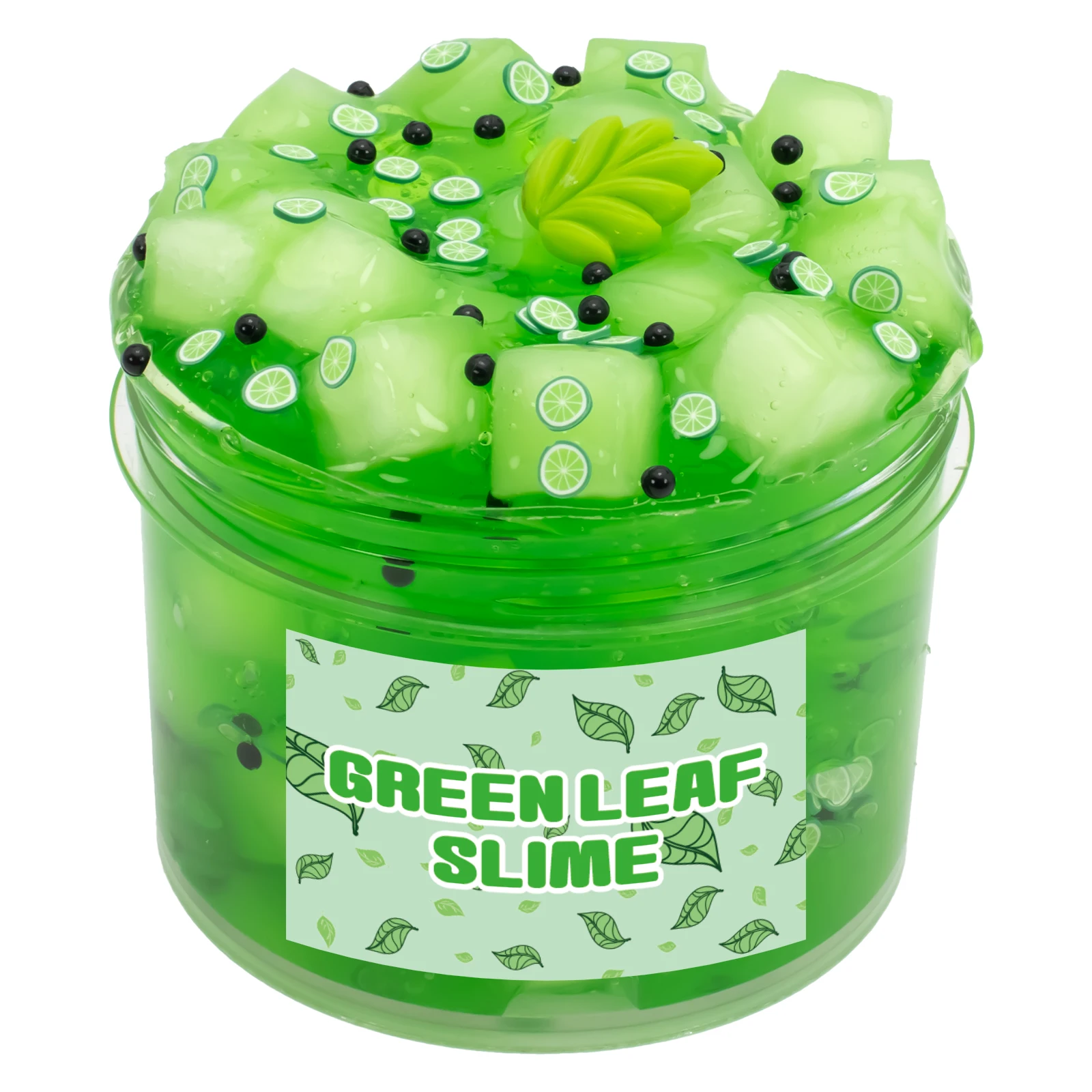 70/300ml Large Crunchy Crystal Slime Kit - Leaf Watermelon Grape Premade Slime Pack Set Non-Sticky Jelly Cube Slime for Party 5
