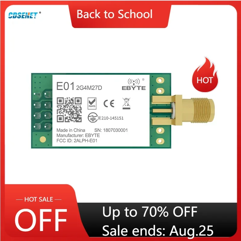 nRF24L01P 2.4GHz 500mW E01-2G4M27D SPI Transceiver 27dBm SMA Long Range nRF24L01 PA LNA Transmitter Receiver