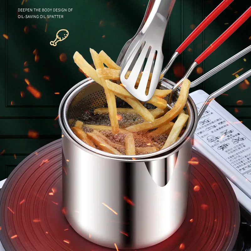 1200ML Deep Frying Pot 304 Stainless Steel Kitchen Fryer With Strainer Tempura Fryer Pan Chicken Fried Home Cooking Tools 2 1200ML Deep Frying Pot 304 Stainless Steel Kitchen Fryer With Strainer Tempura Fryer Pan Chicken Fried Home Cooking Tools 2